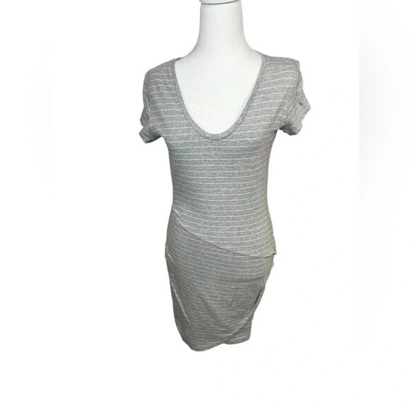 Athleta Knee Length Casual Striped Dresses small gray and white stripe midi - Picture 7 of 11